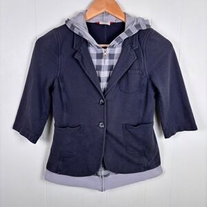 Y2K Unionbay Blazer Hoodie 3/4 Sleeve Jacket Junior XL Measures Women XS‎